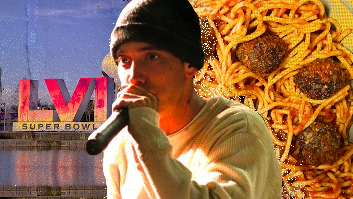 Eminem Brings Mom's Spaghetti to Los Angeles for Super Bowl