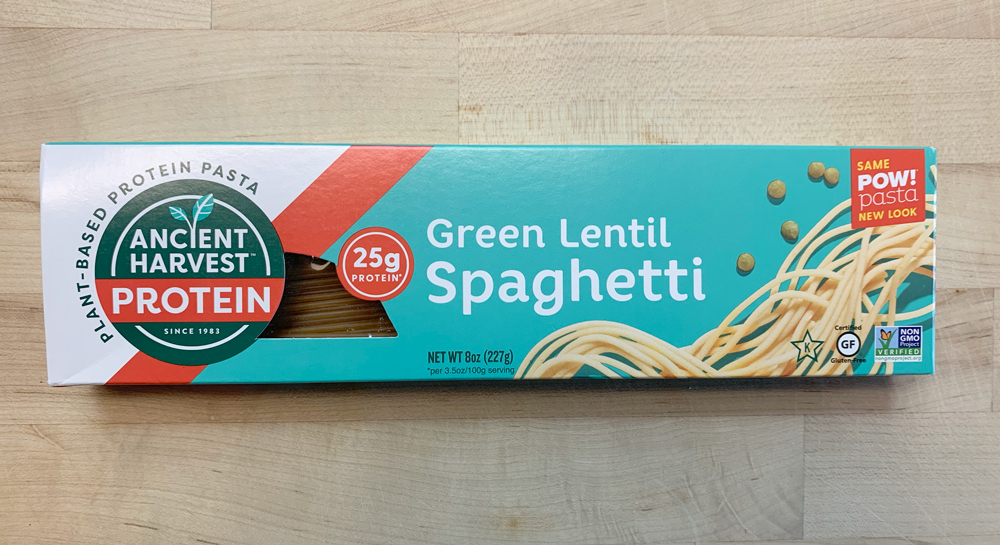 Ancient harvest green lentil spaghetti