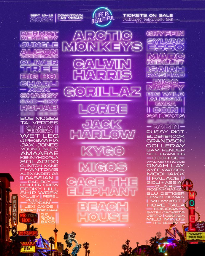 Life Is Beautiful 2022 Line Up