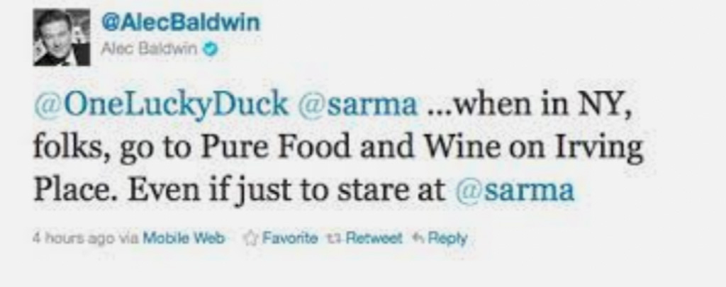 Alec Baldwin to Sarma on Twittter