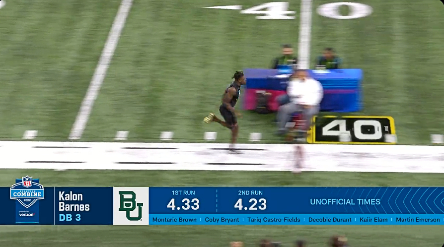 Baylor's Kalon Barnes runs second-fastest NFL Scouting Combine 40-yard dash  since 2003