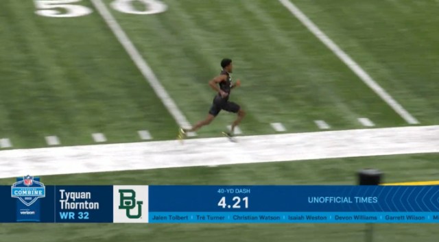 Baylor's Tyquan Thornton Posts 4.28-Sec 40-Yard Dash, 8th Fastest in History