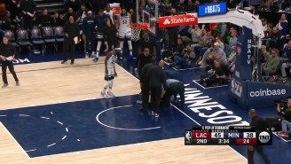 A Fan Glued Their Hand To The Court In Protest During Clippers-Timberwolves