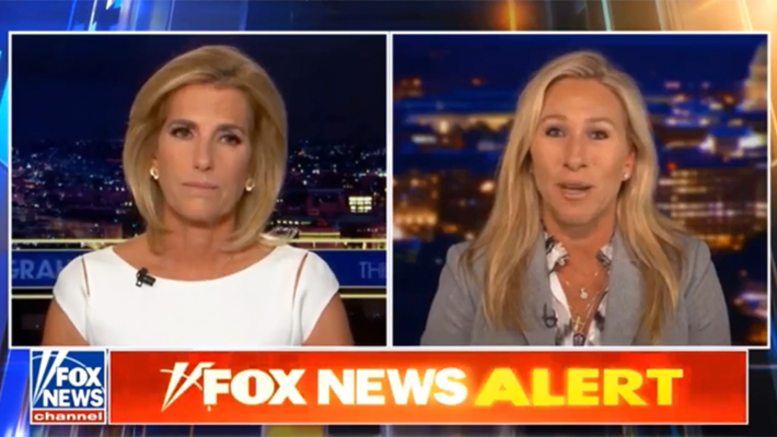 Marjorie Greene, Laura Ingraham/Grammar-Mess Fox News Chyron