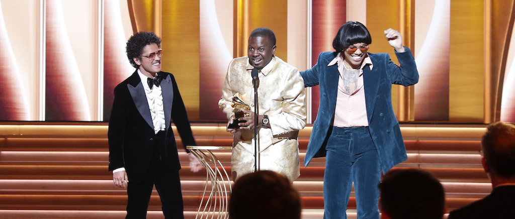 silk sonic bruno mars anderson paak d'mile grammys