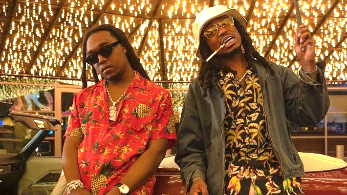 White sunglasses worn by Takeoff in HOTEL LOBBY by Quavo & Takeoff