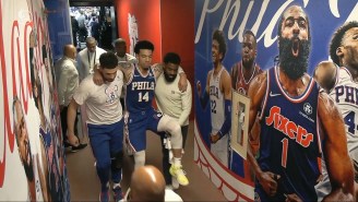 Danny Green Was Carried To The Locker Room With A Knee Injury After Joel Embiid Fell Into His Leg