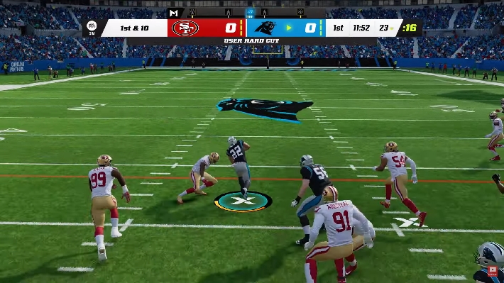 Madden 23 Christian McCaffrey breaks tackle