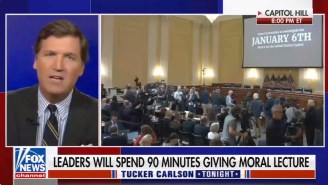 Tucker Carlson Spent His Entire Show Talking About How He Wasn’t Talking About The ‘Deranged’ Jan. 6 Hearings, Which Were Playing In The Background