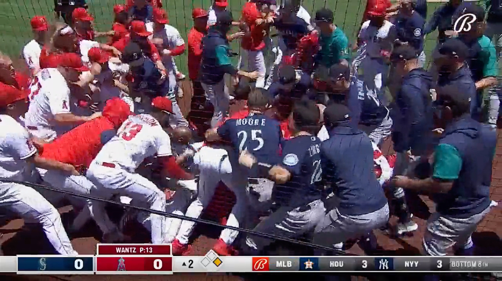 The Angels And Mariners Got In A Wild Benches Clearing Brawl