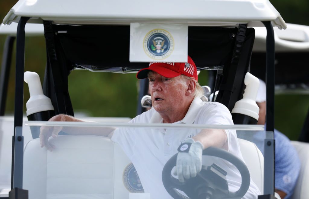 Donald Trump plays golf in Saudi LIV tournament