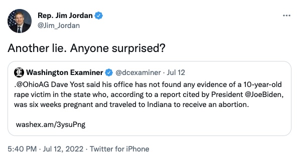 Jim Jordan gross tweet