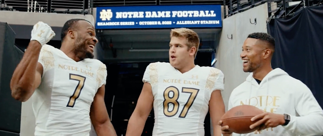 Notre Dame Did A 'Hangover' Inspired Jersey Reveal In Vegas