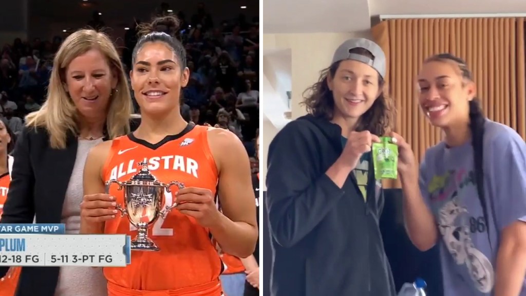 Kelsey Plum accepted a comically tiny WNBA All-Star MVP trophy, and even  her teammates mocked its size