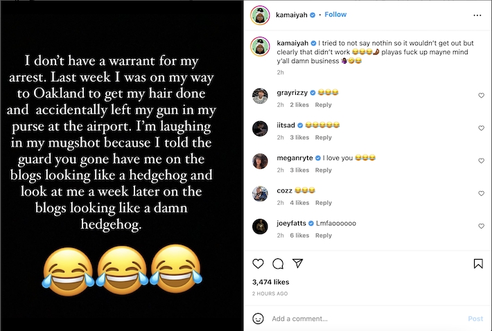 kamaiyah arrest statement