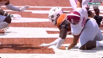 Texas Had A Safety Get Wiped Out By A Bizarre Review For Targeting That Became An Incomplete Pass