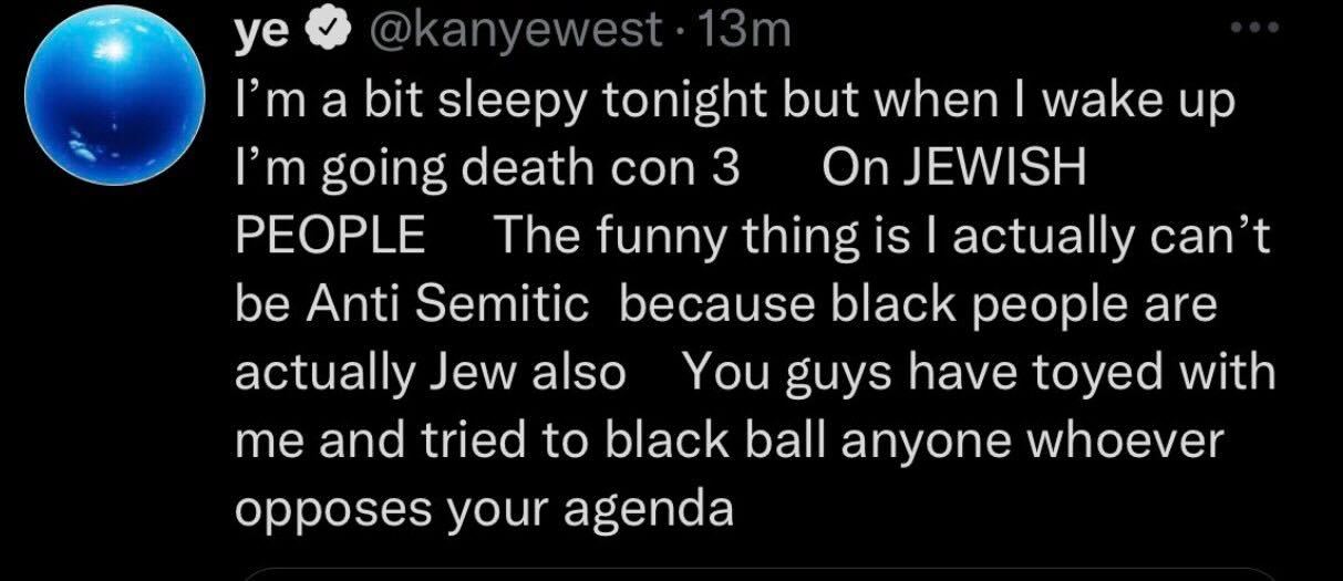Kanye Antisemitic tweet