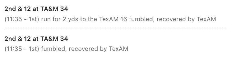 texas a+m fumble