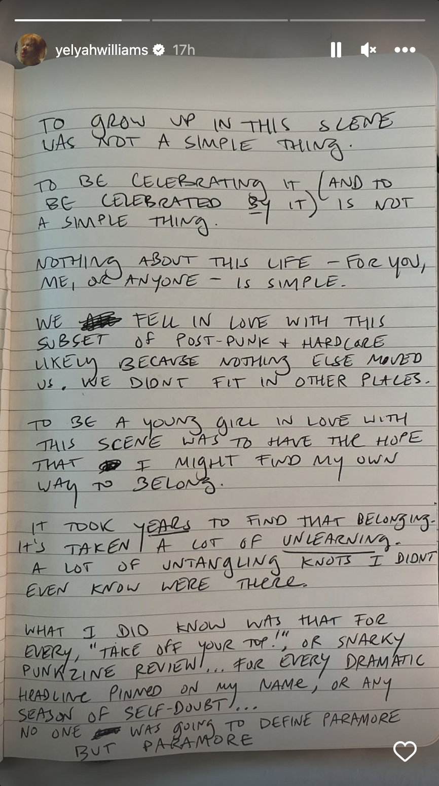 Hayley Williams letter