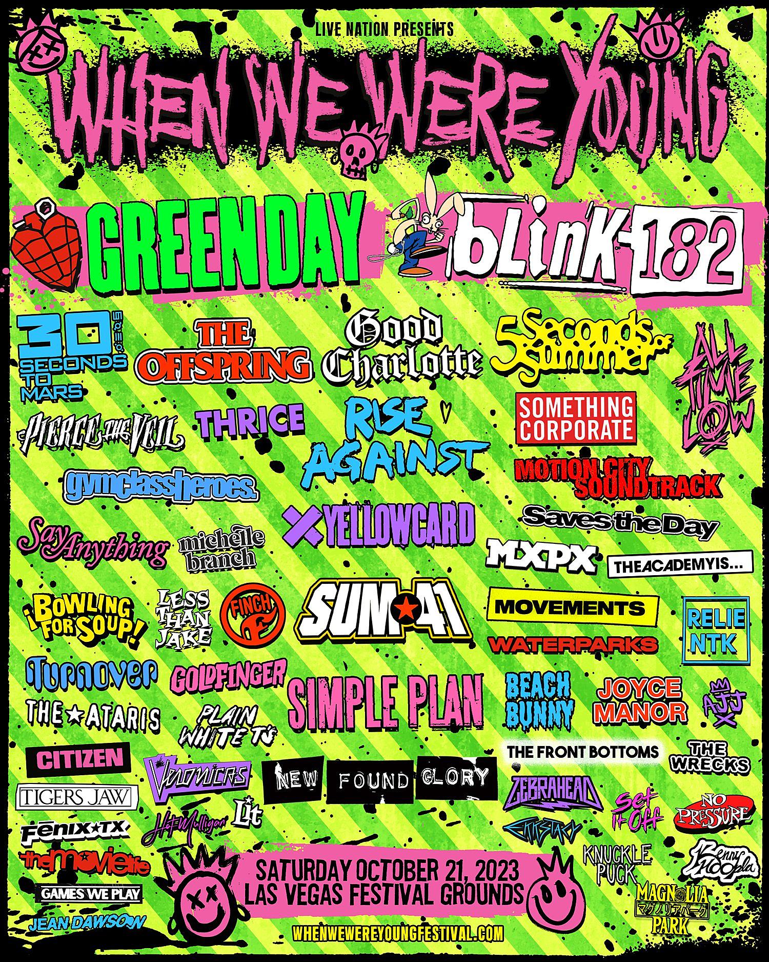 When We Were Young Fest 2025 LineUp Blink182, Green Day, And More