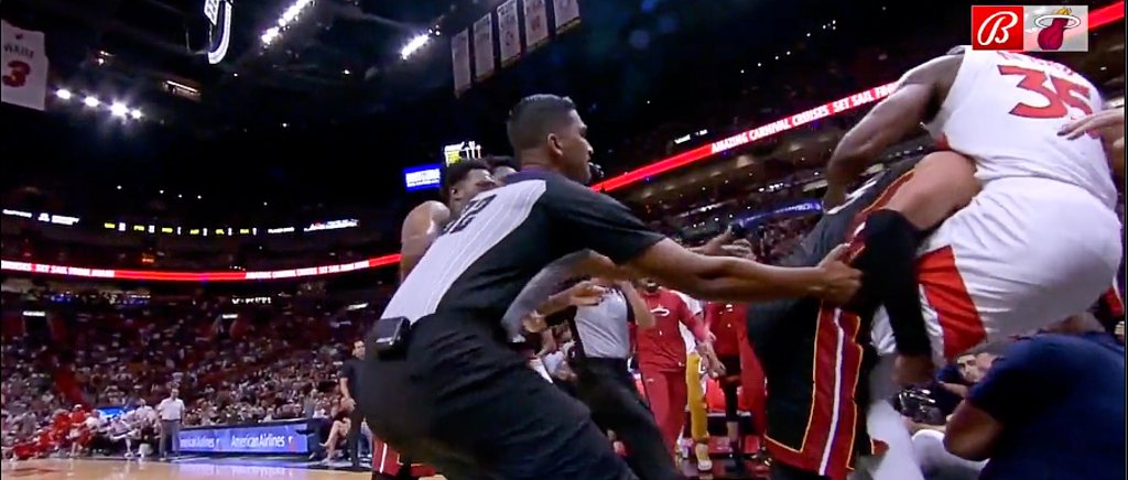 A Caleb Martin And Christian Koloko Scrap Spills Into Stands