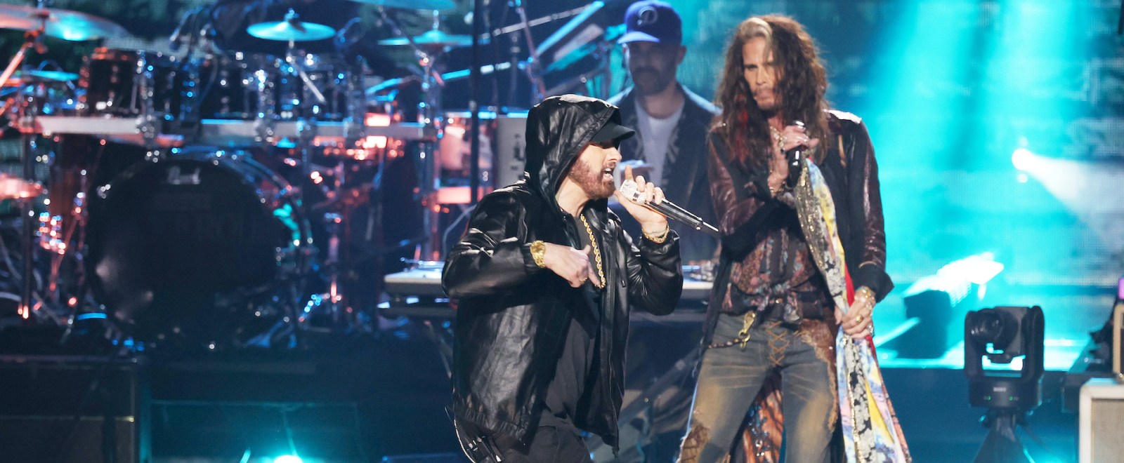 Eminem Steven Tyler 2022 Rock And Roll Hall Of Fame Induction Ceremony