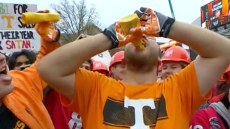 A Tennessee Fan Polished Off A Bottle Of Mustard Ahead Of Saturday’s Showdown Against Georgia