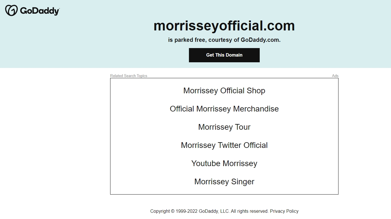 Morrissey Website Parked