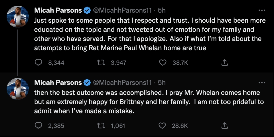 micah parsons tweets