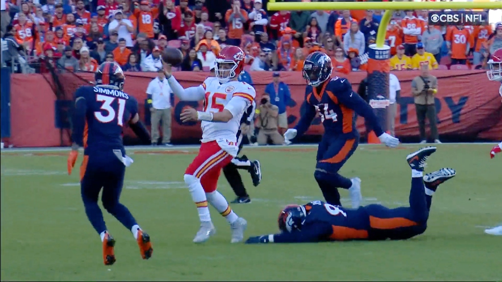 WATCH: Patrick Mahomes makes crazy defensive play, hits home run