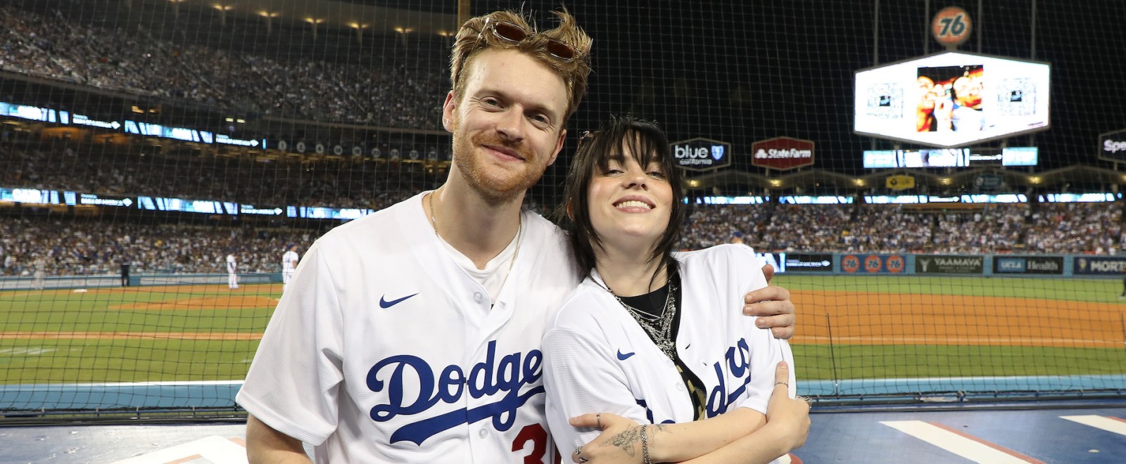 Finneas O'Connell Billie Eilish Los Angeles Dodgers baseball 2022