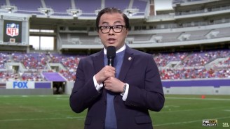 Bowen Yang’s George Santos Crashed The Eagles-Giants Post-Game To Make More Outlandish Claims In The ‘SNL’ Cold Open