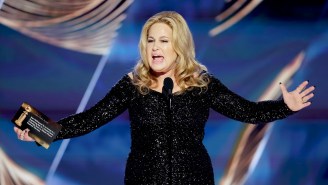 Jennifer Coolidge Made ‘White Lotus’ Creator Mike White Break Down Into Tears With Her Alternately Heartfelt And Hilarious Golden Globes Acceptance Speech