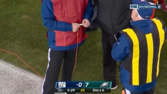 The Chain On The Yard Marker Broke In Eagles-Giants So They Threw Some Tape On It