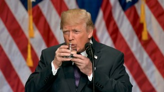 Classy Guy Donald Trump Shilled For His Own Brand Of Water While Visiting Ohio Derailment Site