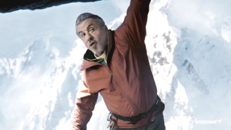 A Stone Sylvester Stallone Sneezes Himself Off The Side Of A Mountain In Paramount+’s Unsettling Super Bowl Ad