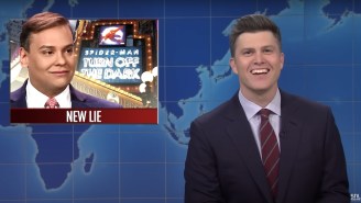 Colin Jost Can’t Believe George Santos Possibly Lied About Producing ‘Spider-Man: Turn Off The Dark’ Either