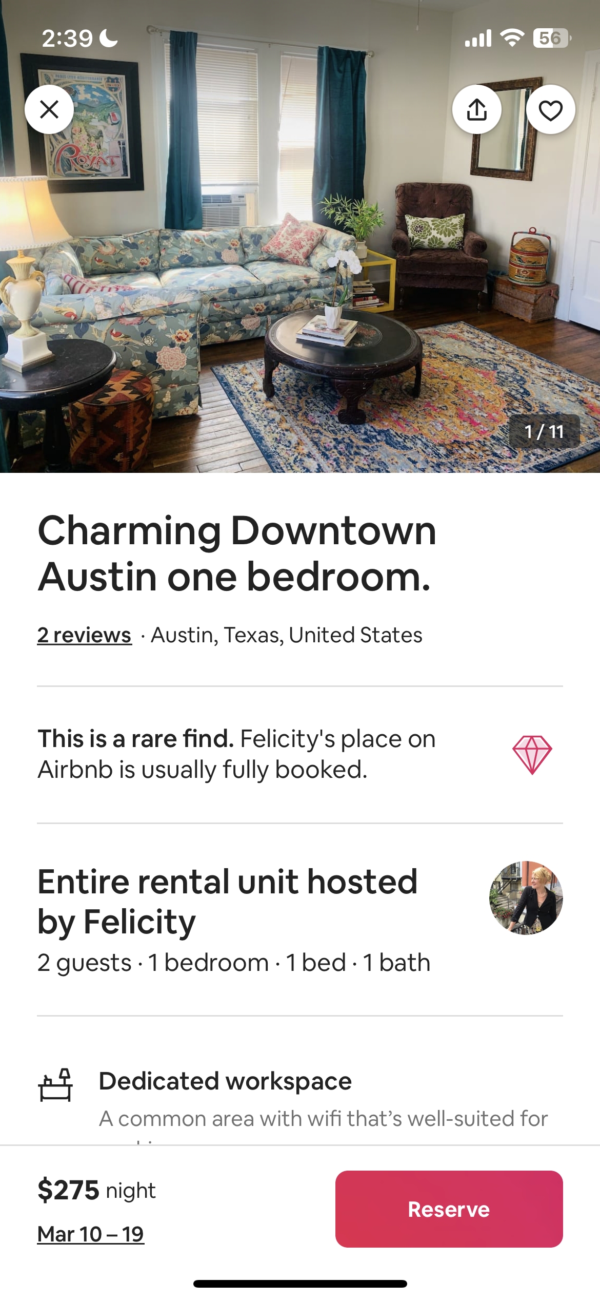 CHARMING DOWNTOWN AUSTIN ONE BEDROOM