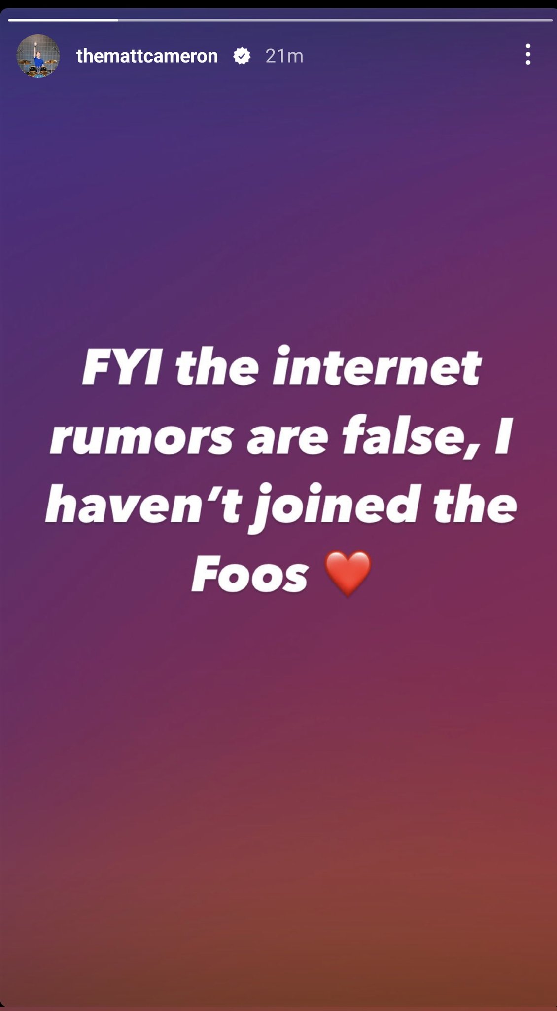Matt Cameron Denies Joining Foo Fighters Instagram Story 03252023