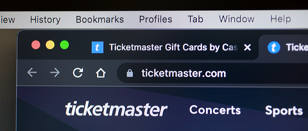 Ticketmaster Website Screen Stock Image 2022
