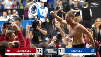 Arkansas Coach Eric Musselman Celebrated His Team Upsetting No. 1 Kansas By Ripping His Shirt Off