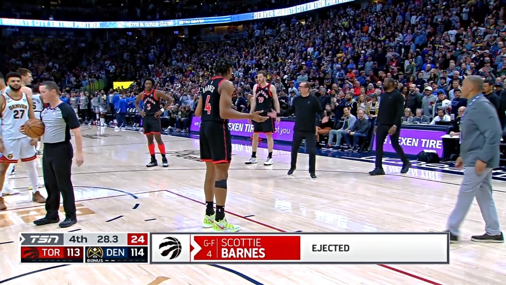 NBA ref Scott Foster ejects Raptors' Scottie Barnes at crucial time