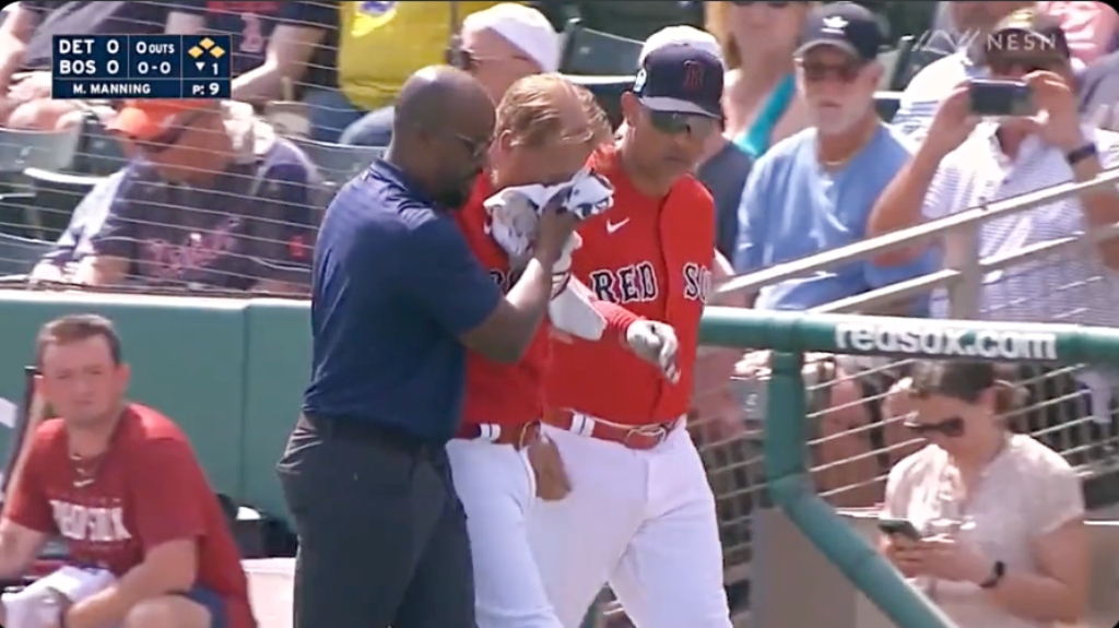 Justin Turner Walks Off Field After Taking Pitch To The Face