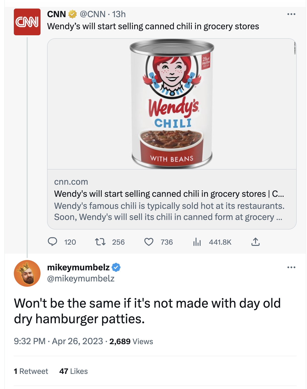 Wendy's chili cans soon available at grocery stores and mass retailers