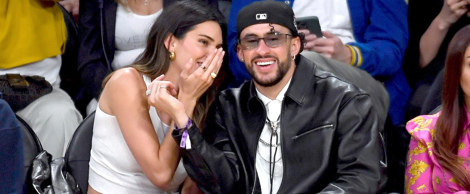 Kendall Jenner Bad Bunny Lakers Game Whispering