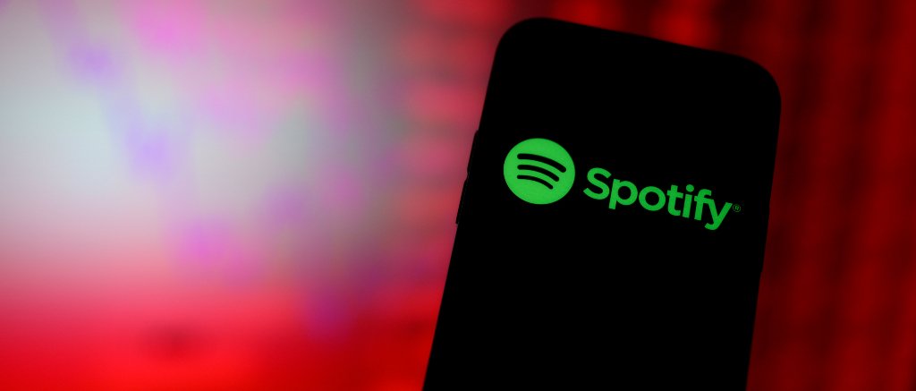 Spotify Logo On Phone Screen Stock Image 2023