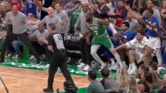 Jaylen Brown And Georges Niang Got Technical Fouls After Niang Grabbed Brown’s Leg From The Sixers’ Bench