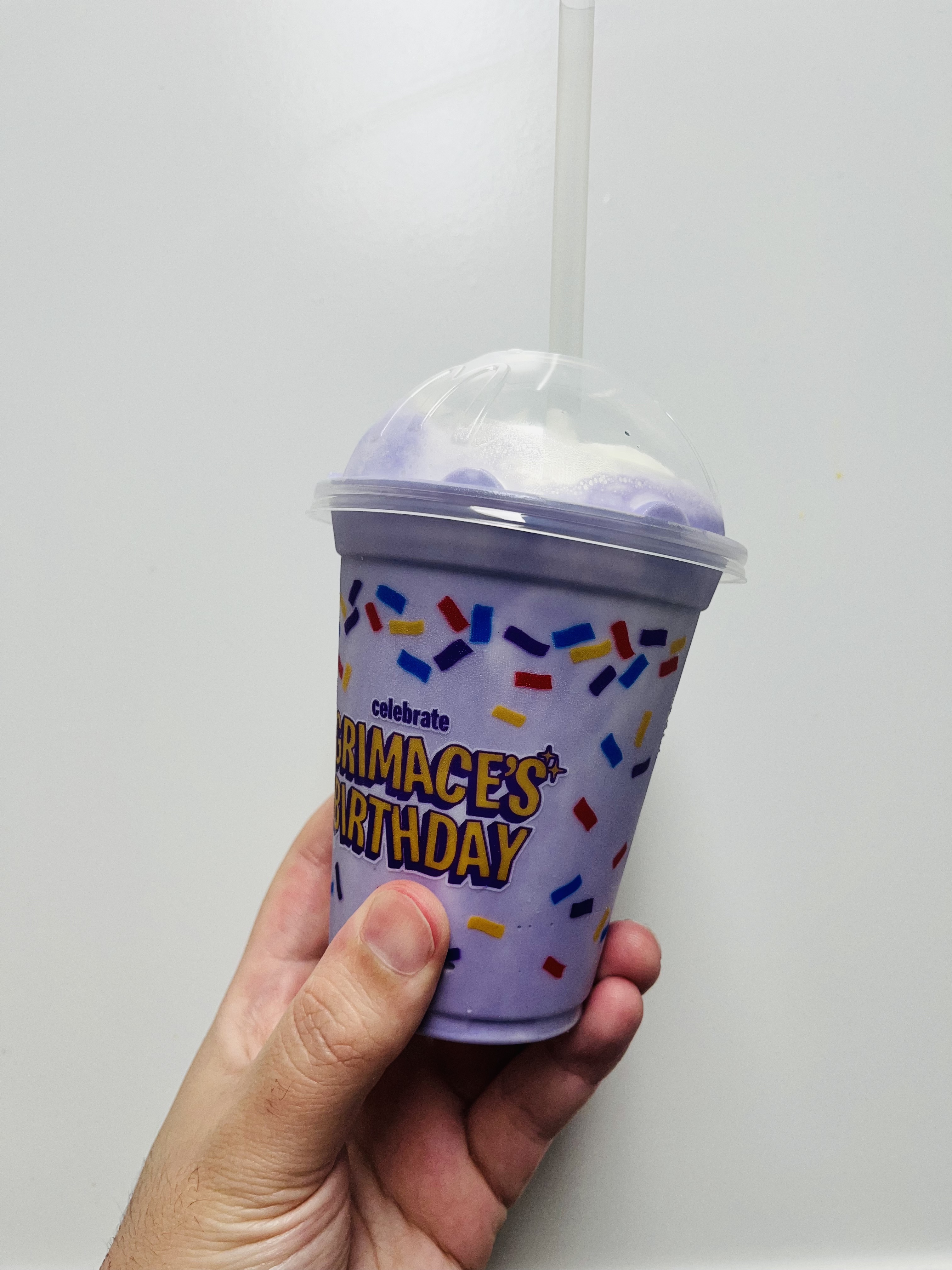 McDonalds Happy Birthday Grimace Shake Cup Size Small With Dome Lid