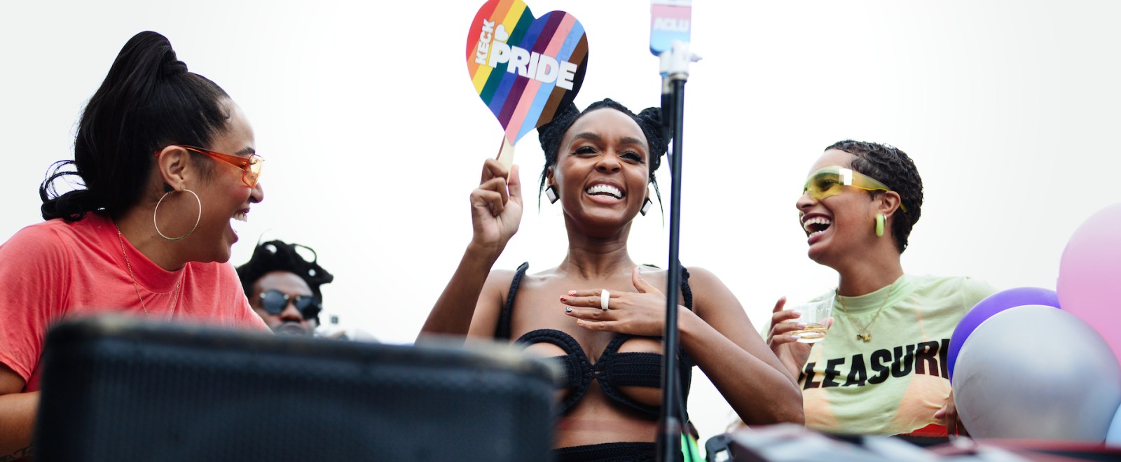 Janelle Monae dons a cut-out bra and mini skirt as she performs at the Los  Angeles Pride Parade