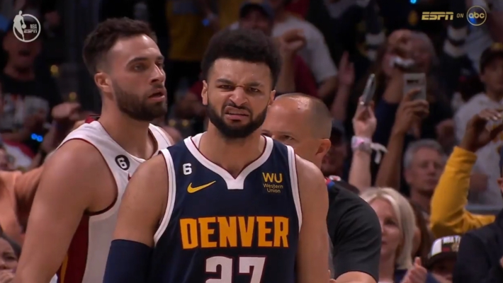 Jamal Murray looked down on Max Strus after a vicious dunk and 1 in Game 2
